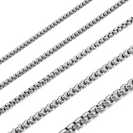 Ladies Gents Acciaio inossidabile Argento Oro Ferroso Box Catena Collana Collana Larghezza 2-4 MM Lu