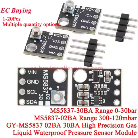 1-20Pcs MS5837 02BA 30BA High Precision Gas Air Liquid Waterproof Pressure Sensor Module 300~1200mba