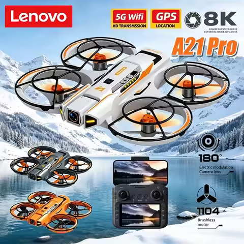 Lenovo A21 Pro Drone Mini Drone 4K 8K HD Camera with Screen RC Dron Brushless Motor Obstacle Avoidan