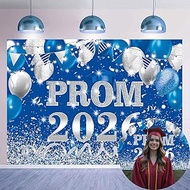 Prom 2025 Backdrop 7x5FT Blue and White Prom Send Off Photography Background Class of 2025 Congrats 