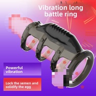 Male Condom with Anti-Reverse Ring Locking Semen Ring Couples Vibrating Crystal Sleeve Kondom tahan 