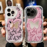 For OPPO A5 Pro A3X A60 A18 A17 A16 A15 A5s A38 A78 A58 A3s A31 Pink Butterfly Mirror Case