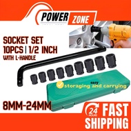 Socket Box Set 10pcs / 1/2 Inch L Type Spanner Box / Socket Box Wrench Set (8mm - 21mm)