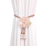 1pc Curtain Tieback Pearl Flower Curtain Tie Adjustable Camellia Curtain Rope Buckle Curtain Binding