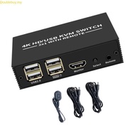 Doublebuy HDTV KVM Switcher 2 Input 1 Output 4K 3840x2160 USB Keyboards Mouse Sharing Selector Switc