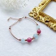 薔薇輝石 海藍寶 水晶手鏈 天然石 生日禮物 姊妹禮物