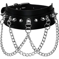 Manfnee Cool Punk Gothic Collar for Women and Men Black PU Leather Vingate Necklace Adjustable