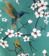 Fiber Plastik Penutup Pagar Motif Sakura Meteran