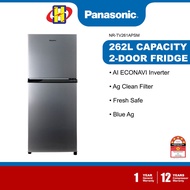 Panasonic Refrigerator (262L) AI ECONAVI Inverter Blue Ag The Fresh Safe Sleek Design 2-Door Fridge NR-TV261APSM