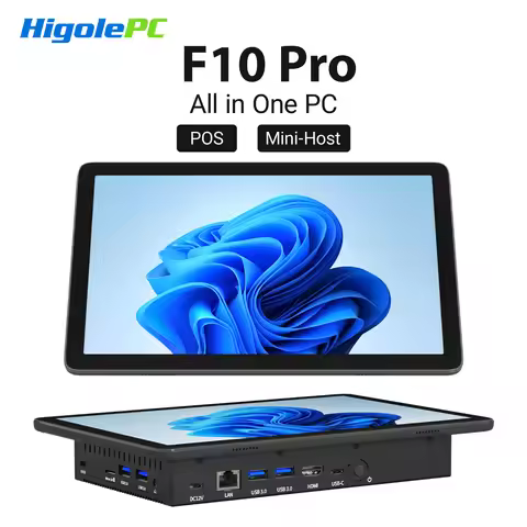 Higole F10 Pro Mini PC with Screen 10.1'' Fanless Intel N5095 Windows 11 WiFi5 8G 128GB 5000mAh 4K T
