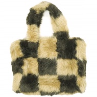 STAND STUDIO LIZ 仿皮草包 格紋仿皮草手提包 棕色手提包 CITYSHOP 包 [二手] [STAND STUDIO]