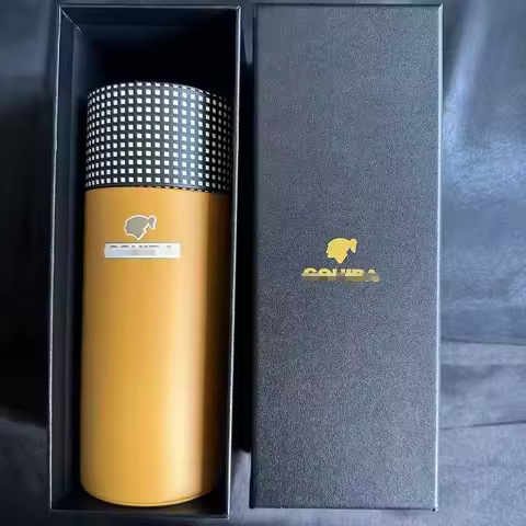 Leather Travel Humidor Cigar Box Cedar Wood Portable Cigar Case Humidifier Hygrometer Box Cigar Acce