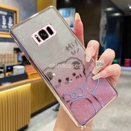 Casing Samsung S8 S8Plus S8+ Bow Gradient Sparkling Pink Cute Bear Phone Case