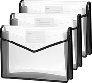 QWORK Pack of 3 A4 Plastic Lever Arch Files, Waterproof Document Folders, Large Capacity Folders for