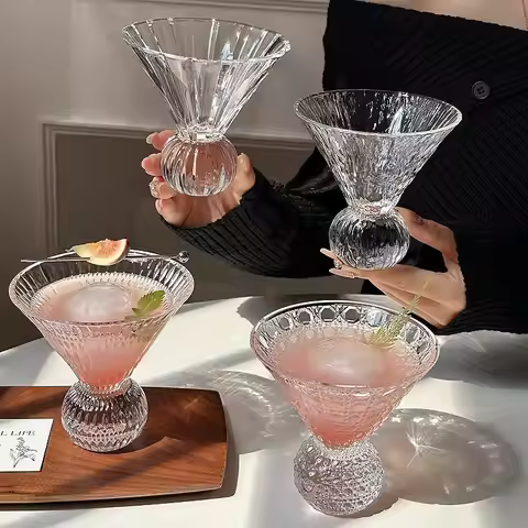 Gemstone Patterned Wine Cup with Ball Goblet Cocktail Cup Milk Glass Wine Champagne Cock Tail Wine G
