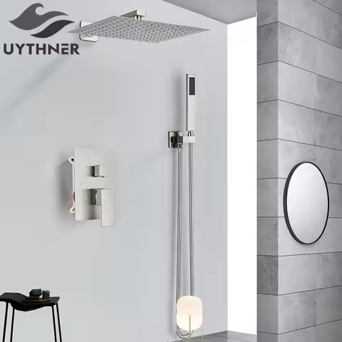 Uythner Bathroom Shower Faucet Brushed Nickel Shower Bath Faucet Wall Bathtub Shower Mixer Tap Bathr