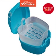 Blue Denture Box, Denture Storage Box with Hanging Net - blue