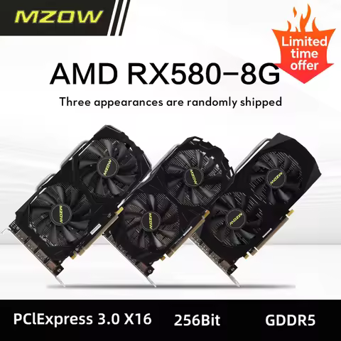 MZOW Graphics Card AMD Radeon RX 580 8G GDDR5 256Bit 2048SP PCI Express 3.0 ×16 GPU Computer Gaming 