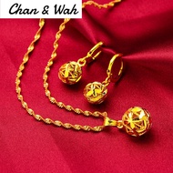 Chan Wah Malaysia Jewellery Original 916 Gold Auction Chain for Women Hydrangea Necklace Female Pend