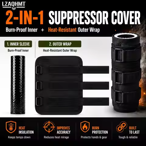 Suppressor Cover (4/5/6/7/9 Inch) 1800°F Heat Resistant Burn Proof Wrap – Detachable Fireproof Fiber