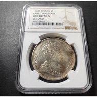 Malaya Straits Settlements King Edwards VII Silver Coin 1 Dollar Year 1903 ( Raised B -- Rare ) Grad