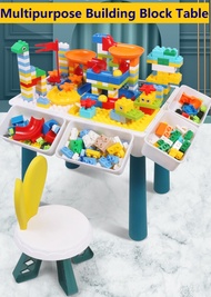 Kids Study Table And Chair Set Children's Building Block Play Desk Storage Multipurpose Universal Blocks Learning Toy
