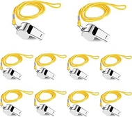 Ismeally 10Pcs Coach Whistle with Lanyard Soccer Referee Whistle Sports Whistles Bulk, Loud Crisp Sound Whistle Bulk for Coaches, Teachers, Sports,Referees, Lifeguard, Self-Defense and Emergency