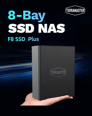 TERRAMASTER F8 SSD Plus NAS - 8Bay All SSD Core i3 8-Core 8-Thread CPU, 16GB RAM, Palm-Sized Network
