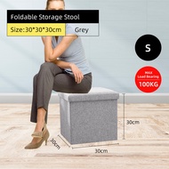 【SG Life &amp; comfort】Homy Foldable Clothes Storage Stool Sofa Seat Organizer Chair Fabric Ottoman Storage Box for Clothes Toys Books in Living room Bedroom or Decoration with 3Sizes