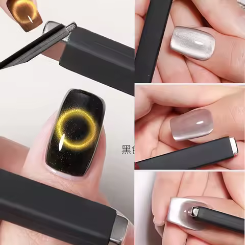 6X0.9X1CM Nail Art Magnetic Stick Strong Effect Magnet Slice With Black Silicone Case Easy To Cat's