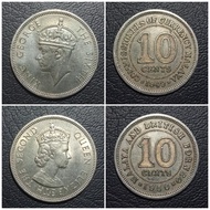 Koin Mstr 925 - 10 Cent King George Elizabeth Malaya &amp; British Borneo