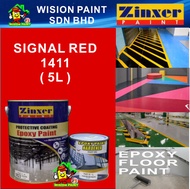 SIGNAL RED 1411 ZINXER EPOXY FLOOR PAINT 4L + 1L = 5L