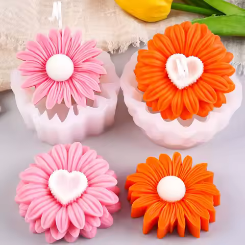 Love Sunflower Silicone Candle Mold DIY Handmade Daisy Flower Aromatherapy Soap Plaster Resin Craft 