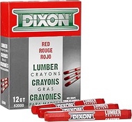 DIXON Industrial Lumber Marking Crayons, 4.5" x 1/2" Hex, Red, 12-Pack (52000)