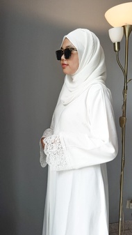 Abaya Raline - Abaya Putih Hitam Polos - Abaya turki -Dress Muslimah Remaja Kekinian Terbaru