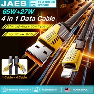 65W Fast Charging 4 in 1 USB C Cable Nylon Braided Charge Wire For 15/14/13/12/11/X Tablet Laptop Ch