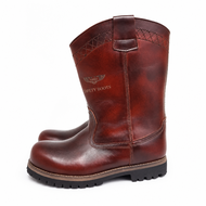 Xrider Sepatu Boots Kerja Tinggi Pecos Kulit Brush Off Maroon
