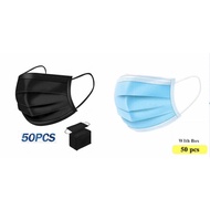 50pcs Black/BlueMask Disposable Dental Medical Surgical Dust Ear Loop Face Mouth Masks