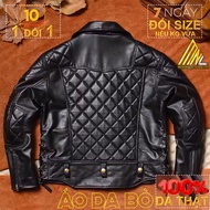 Áo da thật Biker jacket leather Áo khoác da bò thật dành cho nam áo khoác da thật minh ngoc leather
