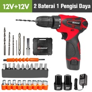 IRONHOOF 24V Bor Mesin Elektrik Drill 10mm Set Reversible Mesin Bor Tangan Listrik