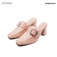 womenager - Sydney Pink leather รองเท้าโลฟเฟอร์ส้นสูง สวมใส่ง่าย
