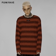 PUNK RAVE Men's Punk Daily Simple Loose Stripe Sweater Fashion Cool