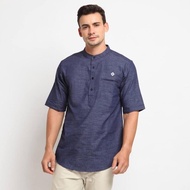 NAVY KEANE |MNM x CW| Men's Koko Shirt Short Sleeve Muslim Shirt ORI - Navy, L