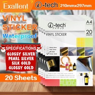 Waterproof Vinyl Sticker A4 Glossy Sliver / Pearl Sliver 20Sheets/Pack ITech Brand High Quality