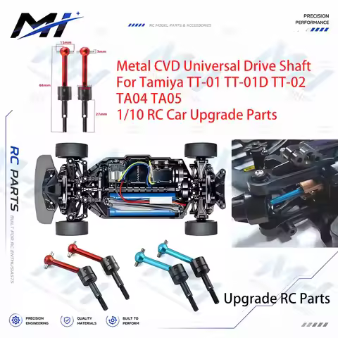 Metal Constant Velocity Drive Shaft Set 53792 Front Rear Axle for Tamiya TT01 TT01D TT02 TA04 TA05 1