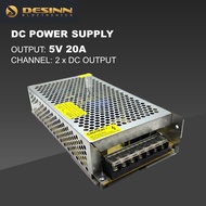 5V 20A Power Supply AC / DC Converter Adapter PSU 110V / 240V AC to DC 5 Volt 20 Amp 100W