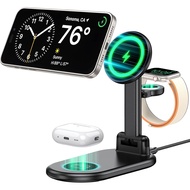 Magnetic Wireless Charger Mag-Safe 3 in 1 Charging Station,15W Max Foldable Wireless Charging Stand 
