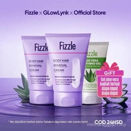 Fizzle x GlowLynk krim pencukur bulu - set 30g 60g 90g ekstrak herba semula jadi, pencabutan bulu ta