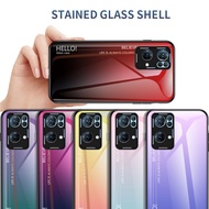 Hello Glass Case For OPPO Reno 7Z OPPO Reno 8Z OPPO Reno 8 OPPO Reno 8 Pro OPPO Reno 7 OPPO Reno 7 Pro Phone Case Luxury Colorful Rainbow Gradient Tempered Glass Back Cover