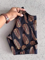 [Pre Order] Free Size Pure Ajrakh HandBlock/Ikkat/Indigo Cotton Readymade Saree Blouse ~ Delivery Le